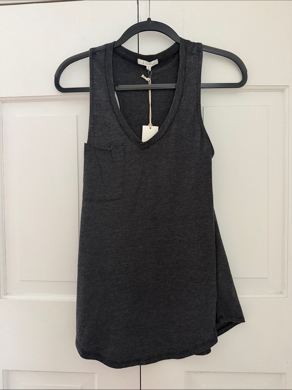Z Supply Charcoal V-Neck Pocket Tank